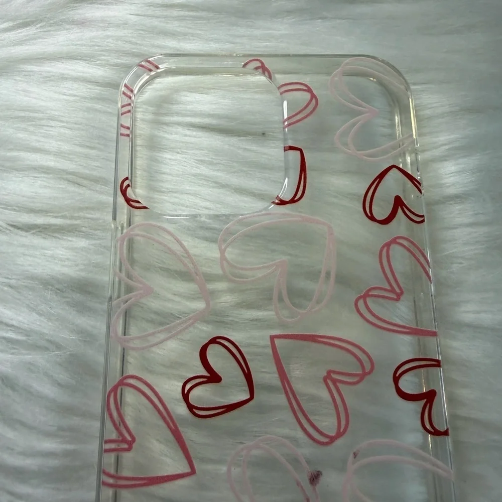 🩷5/$10 IPhone 15 max pro Heart Pattern Clear Phone Case